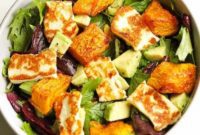 Roasted Pumpkin, Grilled Halloumi and Avocado Salad