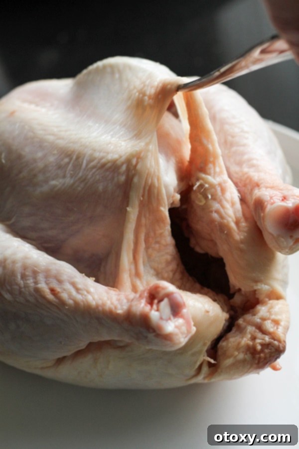 whole chicken on a white plate.