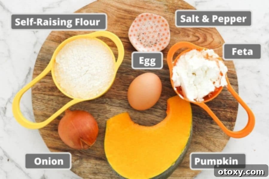 Golden Pumpkin Bites 4 ingredients on a wooden board.