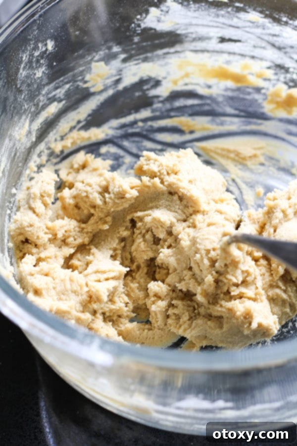 Golden syrup cookie mixture in a mixing bowl, perfectly combined and ready for shaping.