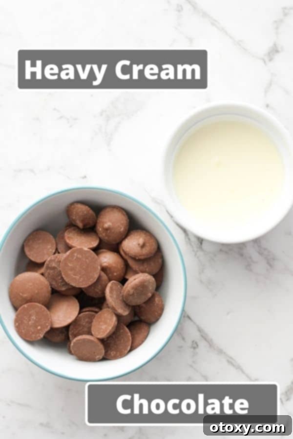 Essential ingredients for two-ingredient chocolate mousse: a bowl of luscious chocolate and a container of heavy cream.