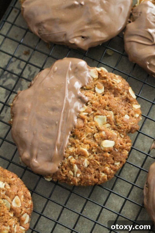 A tantalizing spread of Chocolate Anzac Biscuits, perfect for sharing or savoring.