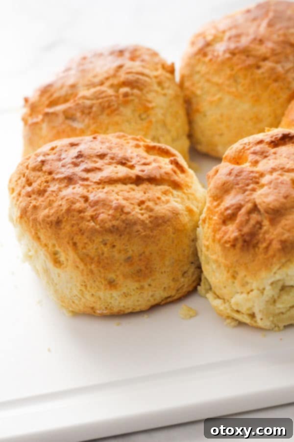 Golden Air Fryer Scones 3 A selection of golden-brown air fryer scones artfully arranged on a white cutting board, showcasing their perfectly baked tops and inviting texture, ready for serving.