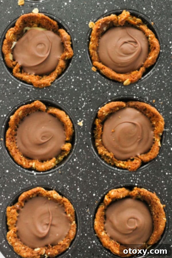 Luscious Caramel Tartlets 9 mini caramel tarts in a muffin tin.