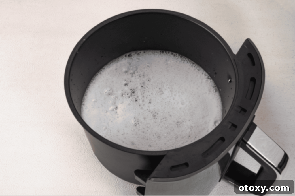 Soapy water in the air fryer basket