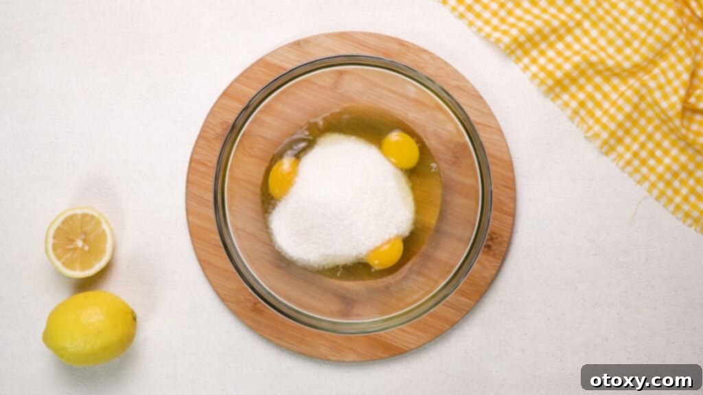 Eggs and Sugar in mixing bowl
