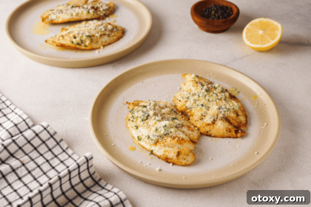 Crispy Air-Fried Tilapia with Zesty Garlic Butter 2 Air Fryer Tilapia on a plate