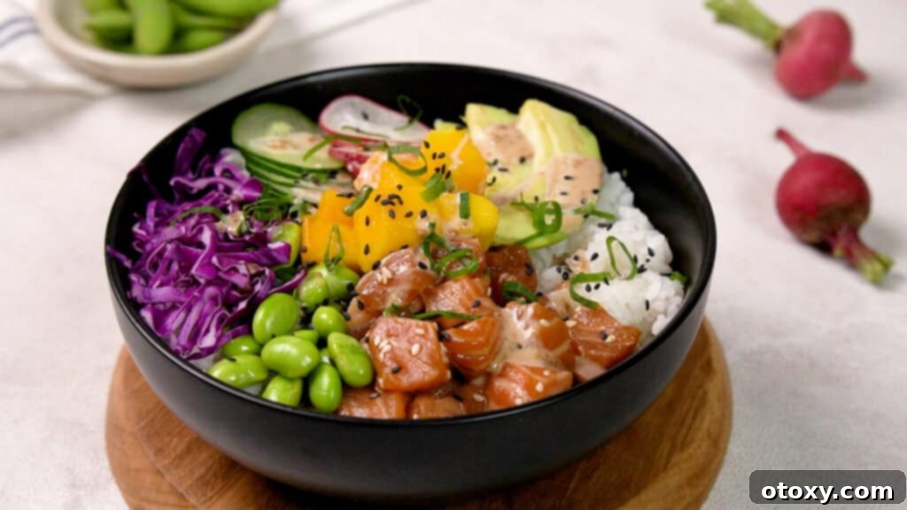 finished salmon poke bowl