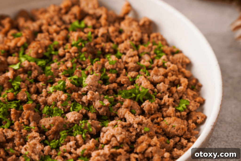 Air Fried Ground Beef Made Simple 3 Air fryer ground beef cooking in a modern air fryer