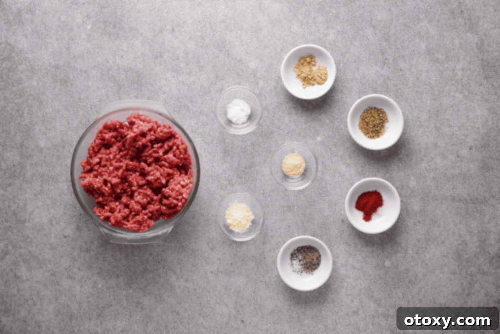 Air Fried Ground Beef Made Simple 4 Ground beef and spices in a mixing bowl