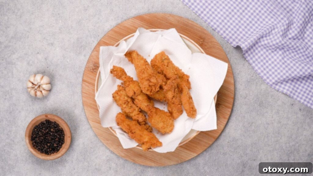 Cooked chicken tempura draining on a wire rack