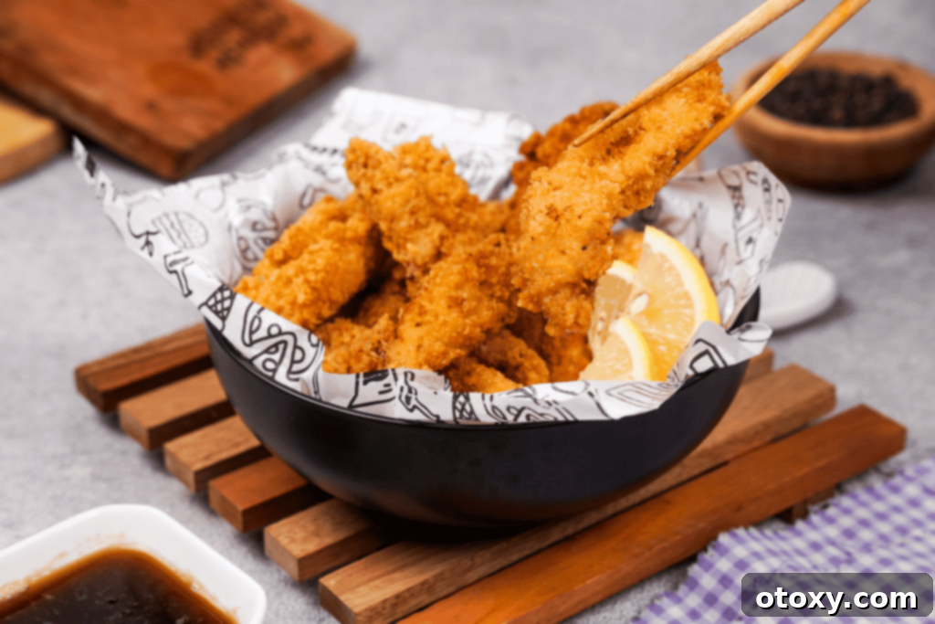 Chicken strips ready for tempura batter