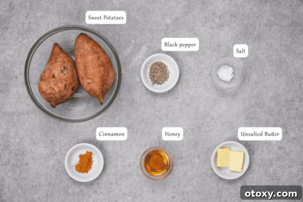 Ingredients for Microwave Sweet Potato Recipe