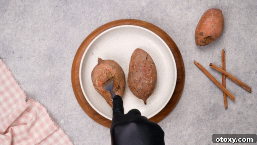 Flipping Sweet Potatoes in Microwave