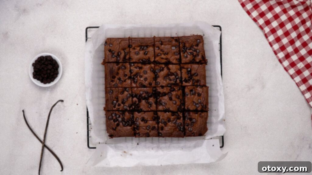 Nutella brownies cut into squares on a cutting board