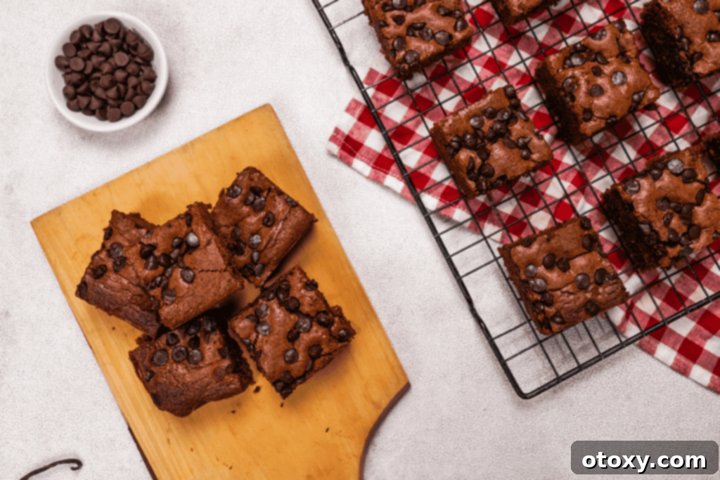 Close-up of a fudgy Nutella brownie