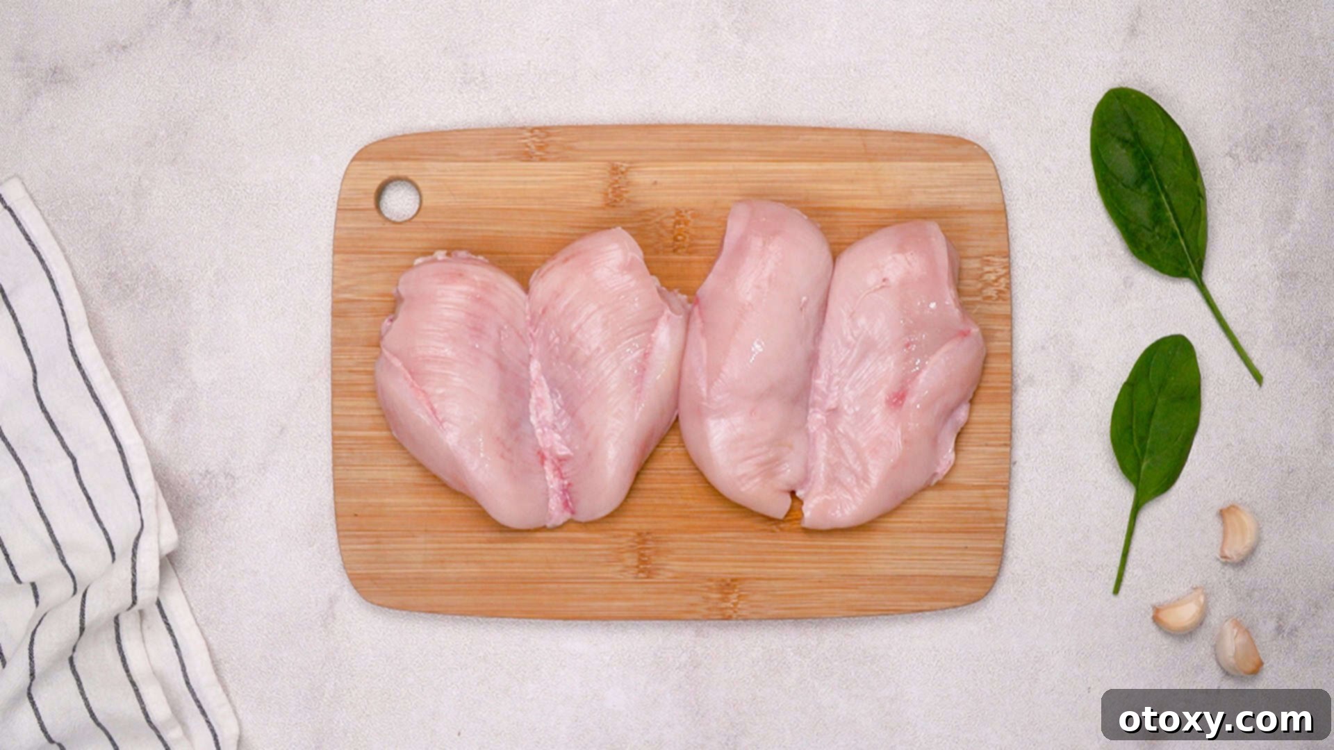 Chicken breasts sliced into thinner cutlets