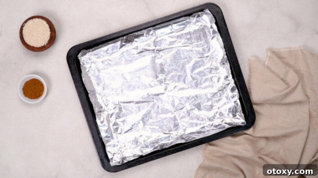 Baking sheet lined with foil and lightly sprayed with cooking spray
