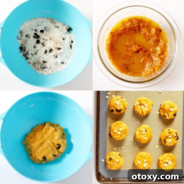 step by step photos explaining how to combine ingredients for healthy pumpkin scones