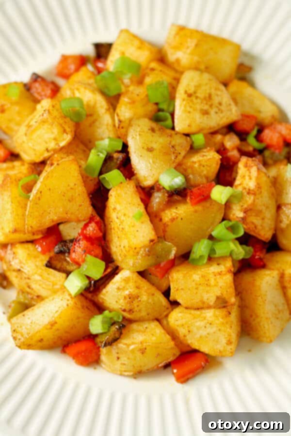 closeup of crispy breakfast potatoes