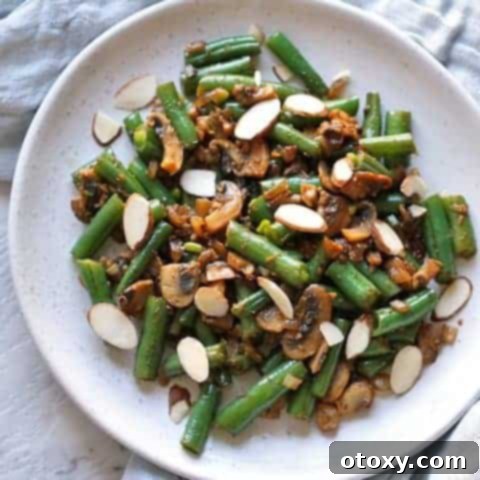 Vibrant Green Bean and Mushroom Sauté 5 sauteed green beans and mushrooms