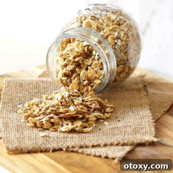 Healthy Homemade Granola with clusters and mixed nuts
