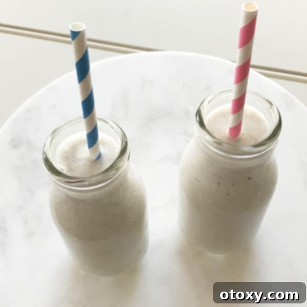 Creamy Banana Chia Smoothie in a tall glass