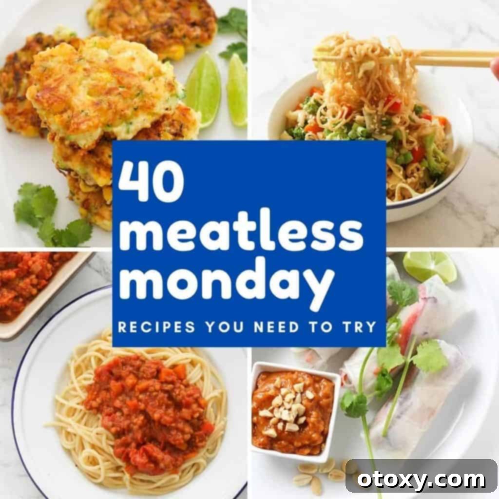 40 Irresistible Meatless Monday Recipes Your Family Will Beg For 2 collage of food images with text overlay "40 meatless monday recipes you need to try".