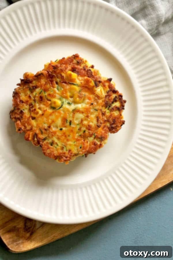 zucchini haloumi fritters on a white plate