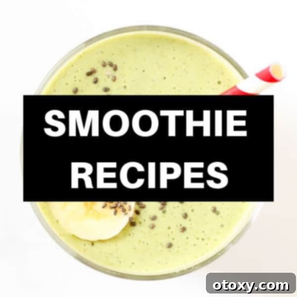 A vibrant green smoothie adorned with fresh mint leaves and berries, featuring the title 'Smoothie Recipes' overlaid for easy identification and inspiring healthy blends.