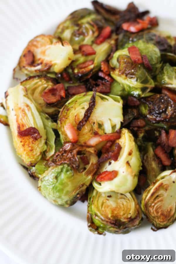 a close up image of roasted brussels sprouts