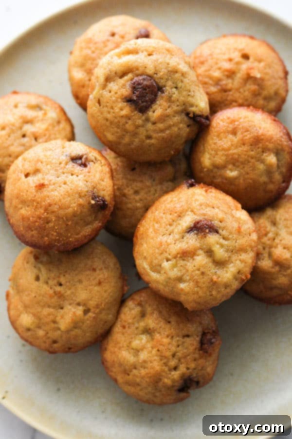 mini muffins stacked on a plate.