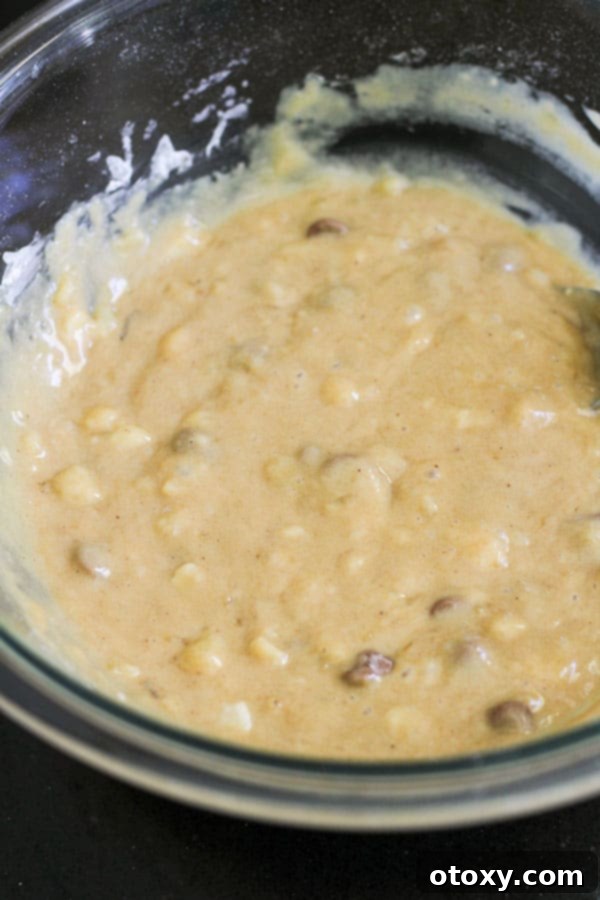 muffin mixture in a glass bowl.