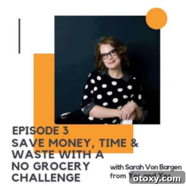 Episode 3 The Zero Grocery Challenge Maximize Savings Minimize Waste 2 Image of a lady with red hair with text overlay "episode 2 - save money, time and waste with a no grocery challenge"