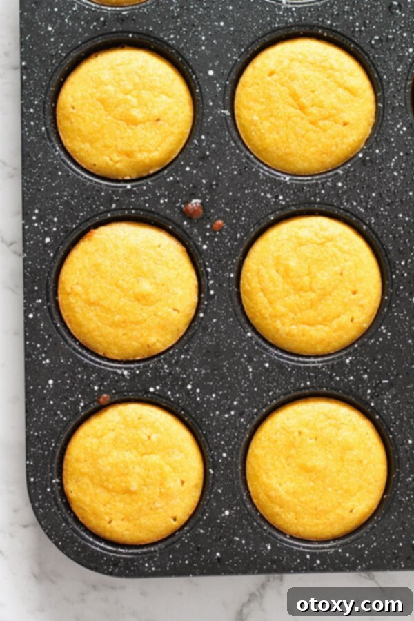 Zesty Orange Almond Tea Cakes 9 Step by step photo instructions showing baked orange and almond cupcakes cooling in the muffin tin.