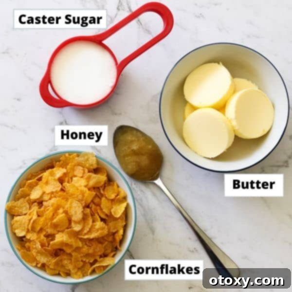 Honey joy ingredients laid out on top of a marble board.