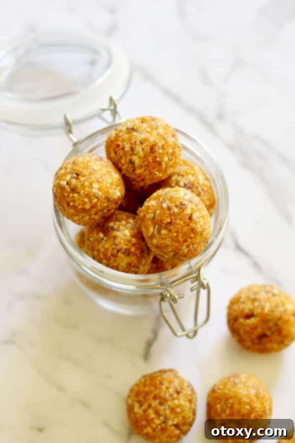 No Bake healty Apricot Balls in a glass jar