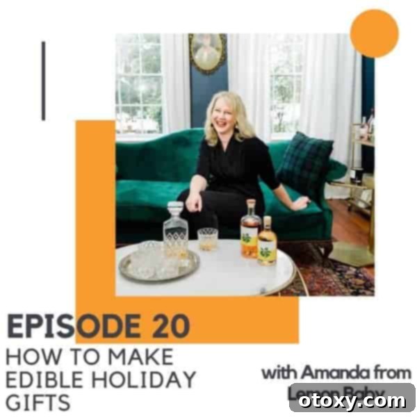 A blonde woman sitting on a chaise lounge with text overlay "how to make edible holiday gifts".