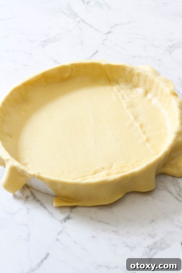 Fresh Garden Quiche 6 Shortcrust pastry perfectly covering a quiche dish, ready for blind baking.