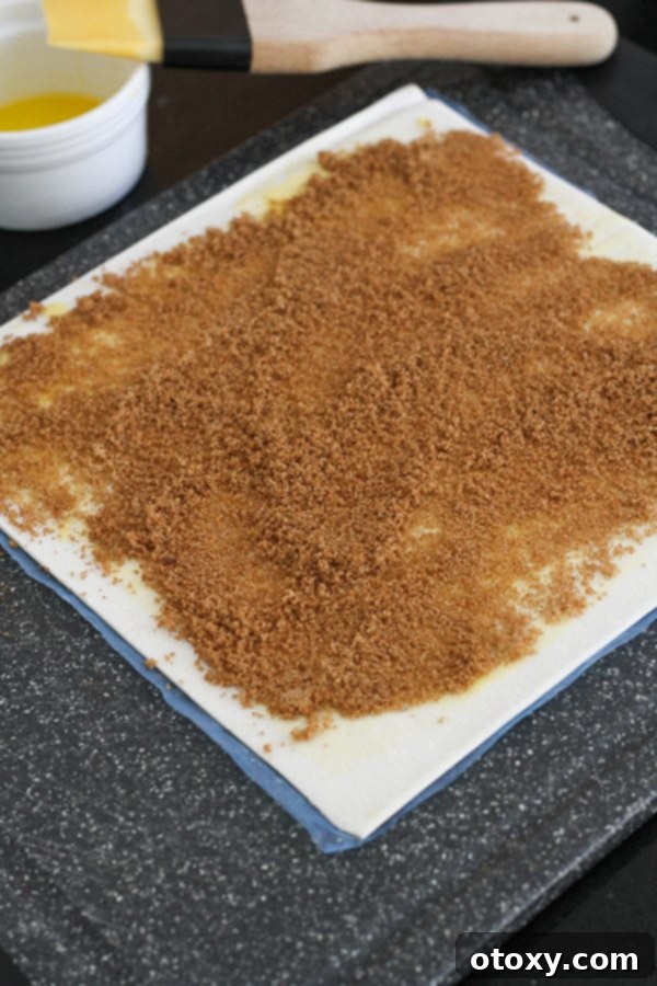 puff pastry covered with cinnamon sugar.