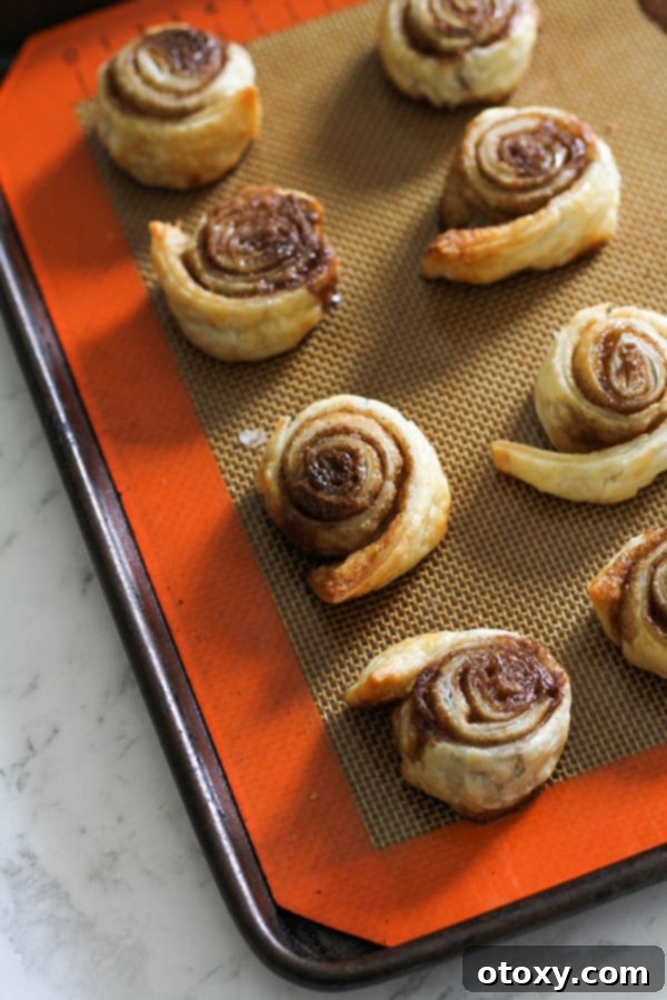 cinnamon pinwheels on a baking tray.