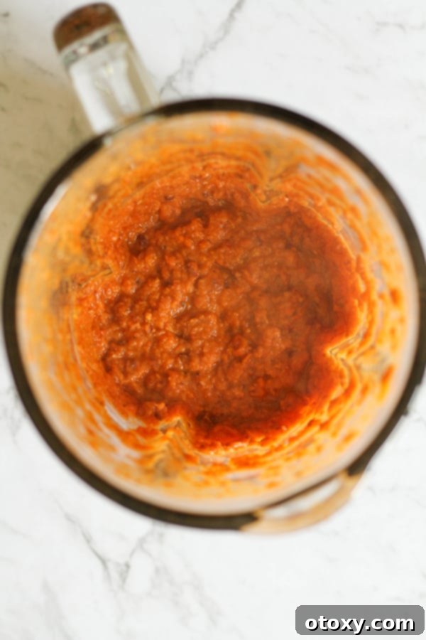 Triple Bean Vegetarian Chili 9 blender filled with vegetarian three bean chili.