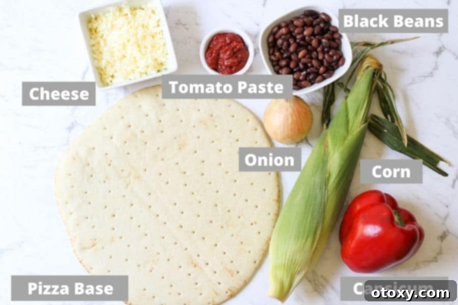 ingredients for mexican pizza.